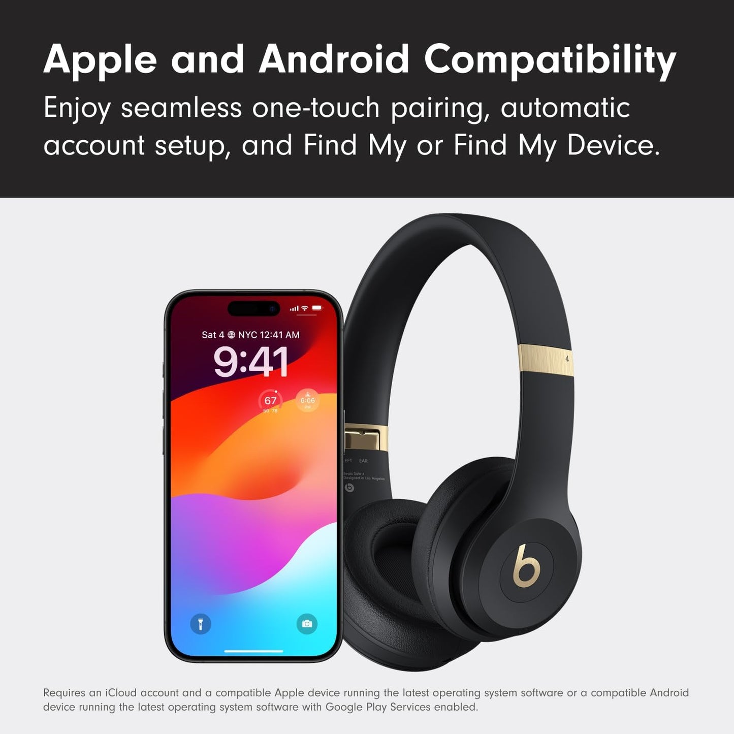 Solo 4 - Wireless On-Ear Bluetooth Headphones, up to 50-Hour Battery Life, Ultra-Lightweight Comfort, Powerful and Balanced Sound, Apple & Android Compatible - Black & Gold