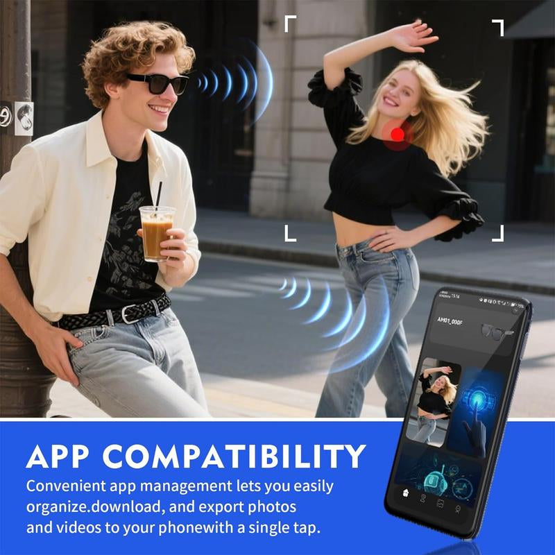 【Black Friday Deal】 Smart AI Camera Glasses with 8MP Photochromic Lenses ,Button Touch Adjustment for Travel Outdoor Adventures Hands-Free Photography 160+Languages Real-Time Translation Bluetooth Wireless Wearable Video Recording UV Protection