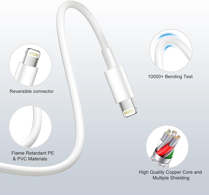 Charger for Phone 14 Fast Charging, 20W USB C Wall Charger Block with 6FT Long Charging Cord Cable for Phone 14 Charger/14/13/12/11/Xr/Xs/X and More (20W Charger-2Pack-6Ft)