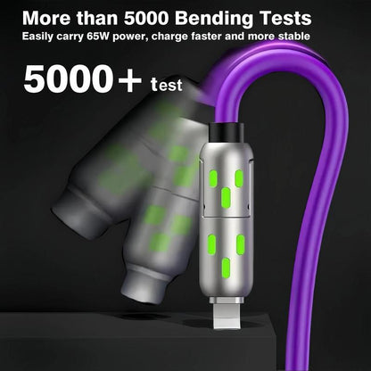 [Buy 1 Get 1 Free]-6.6Ft 4-In-1 USB-C Cable, PD Fast Charging, Data Sync, USB-A, Type-C, Lightning, Aluminum, Compatible