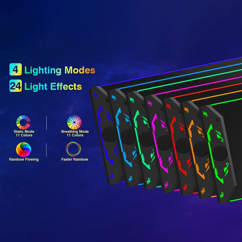 HIWE RGB Gaming Mouse Pad 15W Magnetic Wireless Charging 35X15.8 Extra Large Desk Mat 24 Light Effects Non-Slip Base Waterproof for Gamers