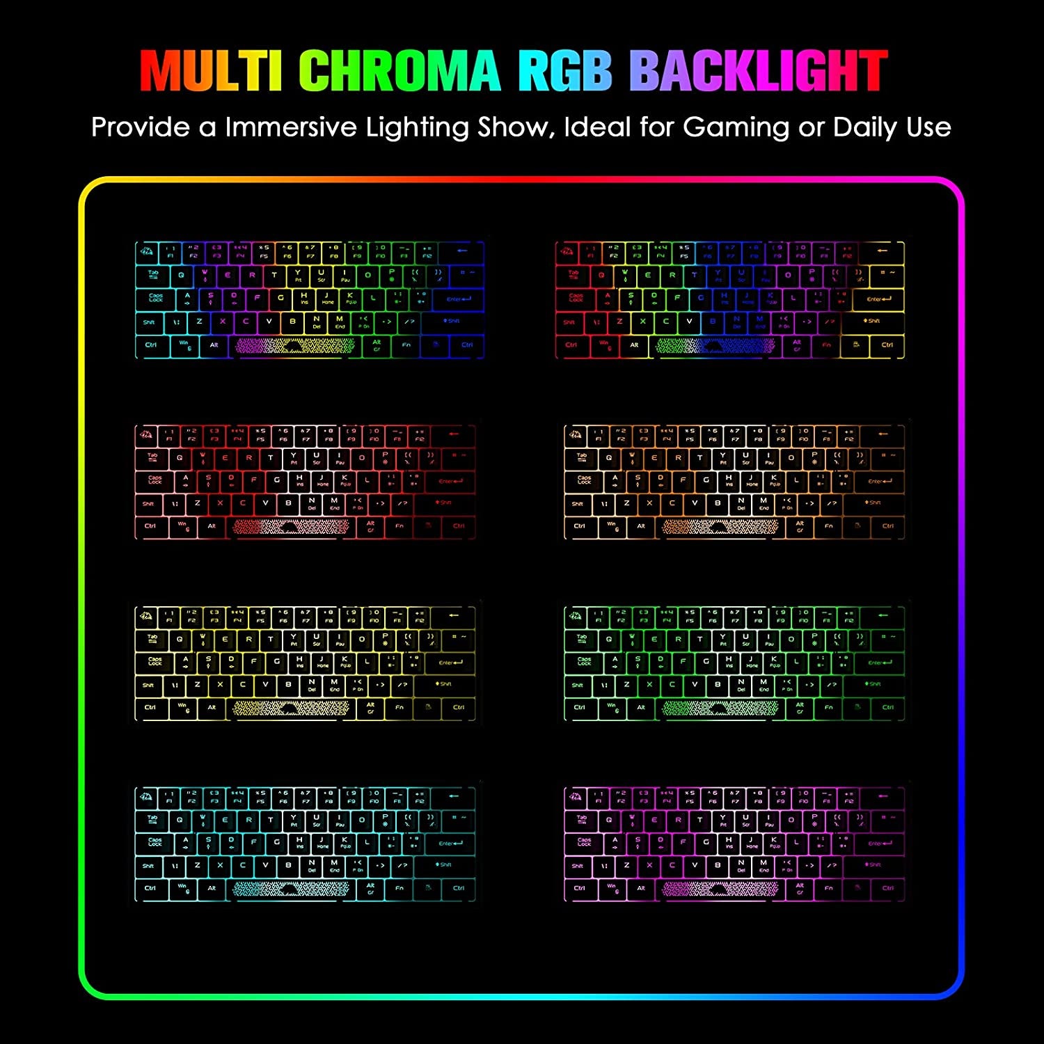 K61 60% Gaming Keyboard Mini Portable with Rainbow RGB Backlit Ergonomic 62Key Layout 19Key Anti-Ghosting Mechanical Feel Waterproof USB Wired for PC Mac Windows Gamer Laptop Typists(Blue)