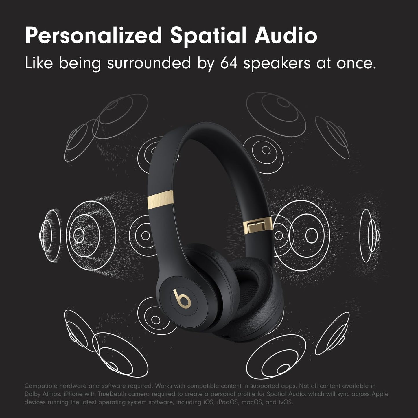Solo 4 - Wireless On-Ear Bluetooth Headphones, up to 50-Hour Battery Life, Ultra-Lightweight Comfort, Powerful and Balanced Sound, Apple & Android Compatible - Black & Gold