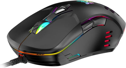 Wired PC Gaming Mouse: High Precision Sensor,Rgb Backlit, Adjustable DPI, 7 Buttons Programmable,Ergonomic Mice for Office & Gaming on Windows/Mac/Linux/Chrome-Black