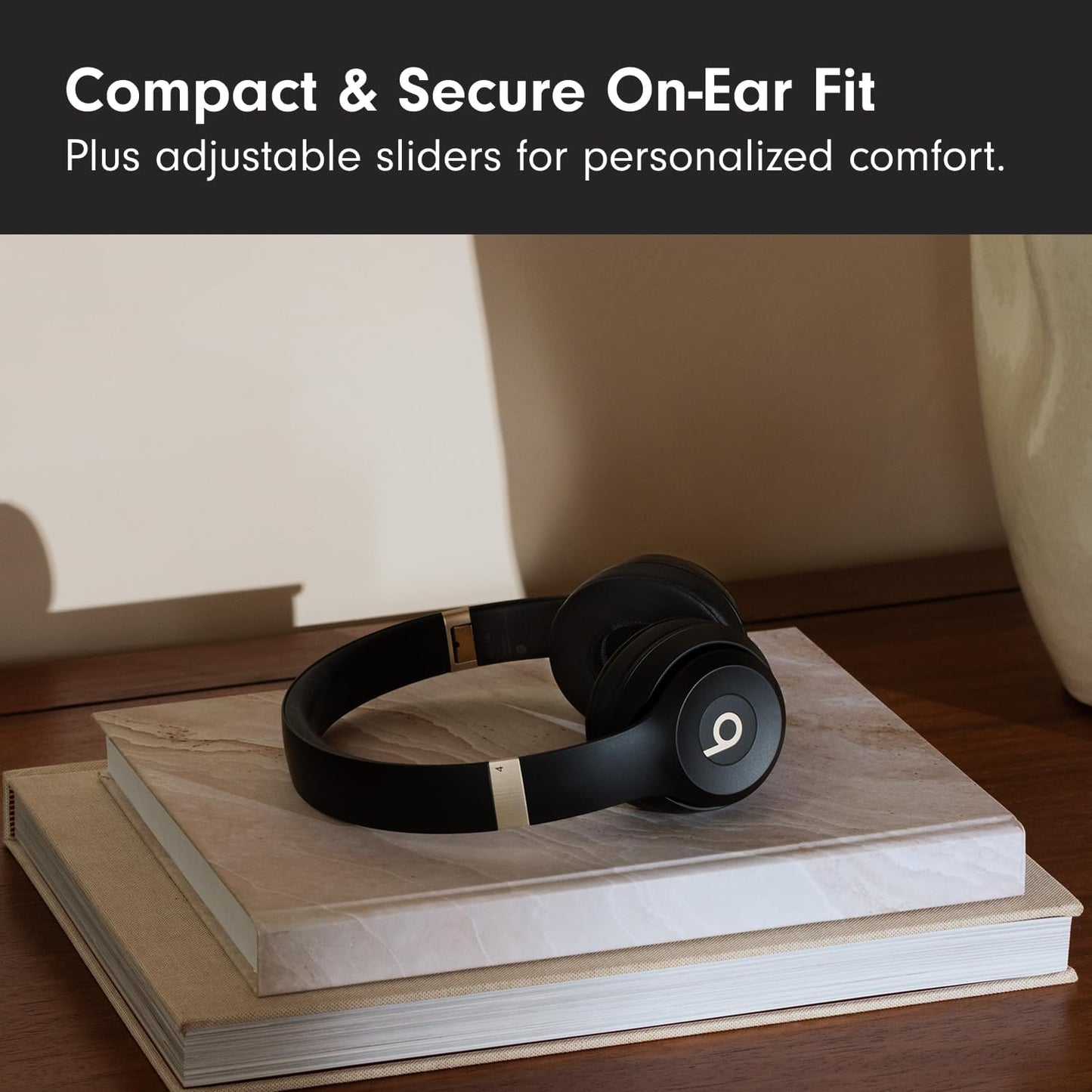 Solo 4 - Wireless On-Ear Bluetooth Headphones, up to 50-Hour Battery Life, Ultra-Lightweight Comfort, Powerful and Balanced Sound, Apple & Android Compatible - Black & Gold